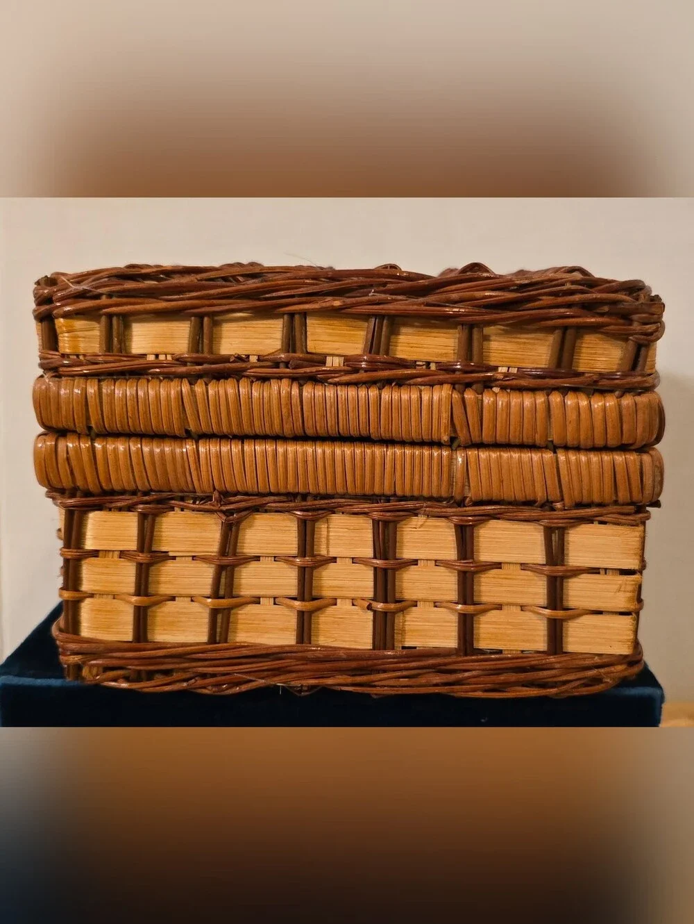 Vintage Elizabeth Arden Wicker Picnic Basket Set - Red Gingham